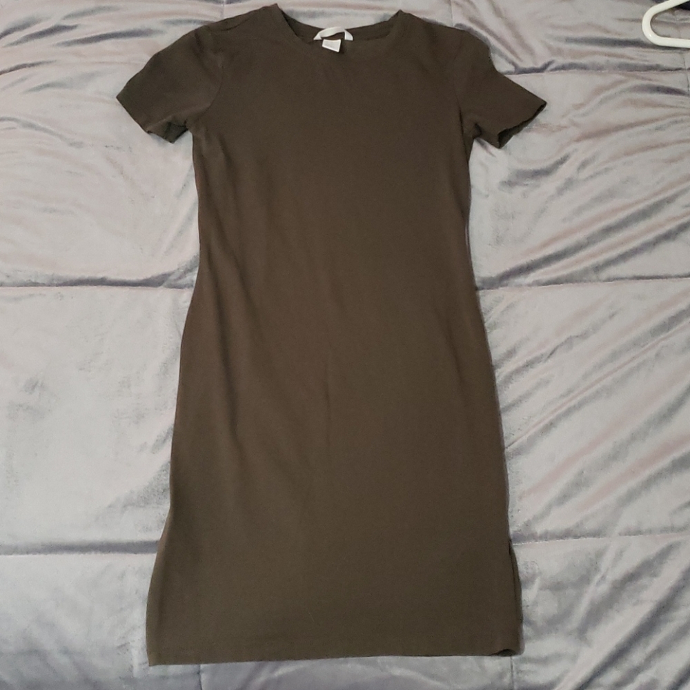 H & M army green mid dress